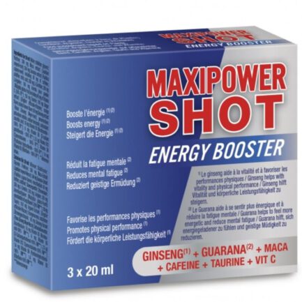 MaxiPower-Schuss Stimuliert die körperliche und geistige Energie Schuss von 20 ml Leistungen Steigert die Energie. Reduziert Müdigkeit. Fördert die körperliche und geistige Leistungsfähigkeit. Zoom auf MaxiPower Shot Ginseng unterstützt die Vitalität und fördert die körperliche Leistungsfähigkeit. Guarana hilft