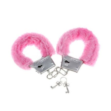 HANDSCHELLEN AUS METALL MIT WEICHEM ROSA FURRY. Fantastische Handschellen aus weichem Plüsch. Sie passen mit einem Karabiner