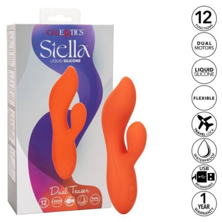 Mit dem atemberaubenden Stella Liquid Silicone Dual Teaser wird Ihnen auf Knopfdruck der Atem stocken. Der eng konturierte Dual-Vibe ist ebenso aufregend wie vielseitig mit der einzigartig geformten Spitze