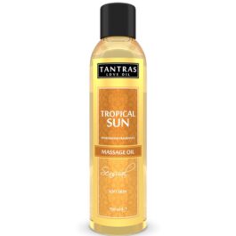Tantras Tropical Sun Sensual Massage Oil ist ein duftendes Massageöl mit Pheromonduft. Die exklusive Formulierung auf Basis sehr wertvoller Öle vereint die sinnlichen und aufregenden Eigenschaften seltener ätherischer Extrakte