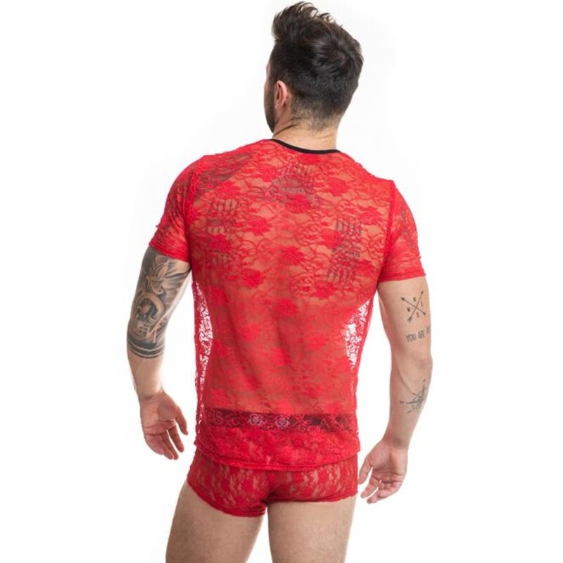 MUTIGZarte rote Spitze mit Blumendruck Merkmale	T-Shirt	perfekte Anpassung an den Körper Komposition	95 % Polyester	5 % Lycra Anais Apparel die sexy Dessous der Welt seit 2003. 						GRÖSSENTABELLE							Größe			S			M			L			XL			2XL			3XL							Taille in cm			75-80			81-88			89-97			98-106			107-116			117-125			 