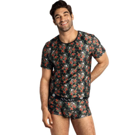 LEISTUNG Weiches Modal in klarer Farbe mit Aufdruck auf Rosen und Totenköpfen Merkmale T-Shirt Perfekte Anpassung an den Körper Komposition 80 % Polyamid 20 % Elasthan Anais Apparel die sexy Dessous der Welt seit 2003.  GRÖSSENTABELLE Größe S M L XL 2XL 3XL  Taille in cm 75-80 81-88 89-97 98-106 107-116 117-125 ANAIS