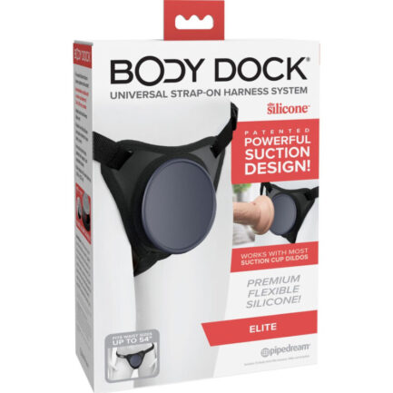 leistungsstarkes Saugdesign!Das patentierte Body Dock Elite bringt das Strap-On-Spiel auf ein ganz neues Level! Es verfügt über eine hochwertige Silikon-Dockingplatte