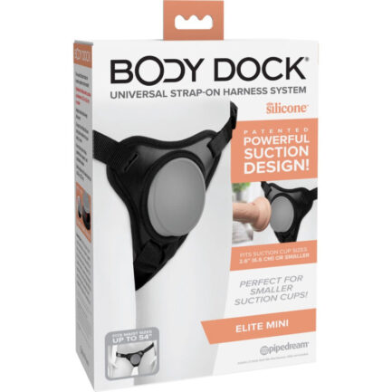 leistungsstarkes Saugdesign!Das patentierte Body Dock Elite Mini bringt das Strap-on-Spiel auf ein ganz neues Level! Es verfügt über eine hochwertige Silikon-Dockingplatte