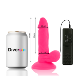 DIVERSIA – FLEXIBLER VIBRIERENDER DILDO ROSA 17 CM -O- 3.3 CM