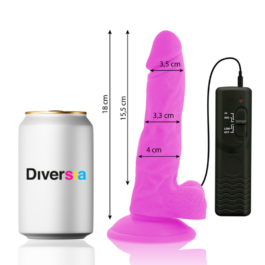 DIVERSIA – FLEXIBLER VIBRIERENDER DILDO LILA 18 CM -O- 4 CM