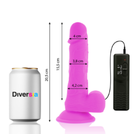 DIVERSIA – FLEXIBLER VIBRIERENDER DILDO LILA 20.5 CM -O- 4.2 CM