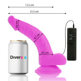 DIVERSIA – FLEXIBLER VIBRIERENDER DILDO LILA 21.5 CM -O- 4.5 CM