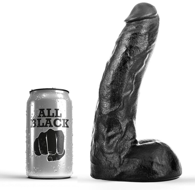 Dieser All Black-Dildo ist leicht geädert