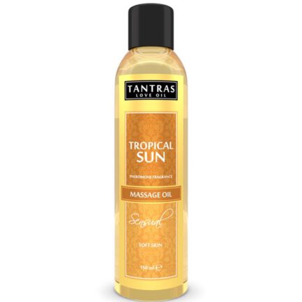 Tantras Tropical Sun Sensual Massage Oil ist ein duftendes Massageöl mit Pheromonduft. Die exklusive Formulierung auf Basis sehr wertvoller Öle vereint die sinnlichen und aufregenden Eigenschaften seltener ätherischer Extrakte