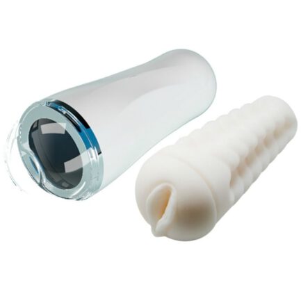 Fantastischer Masturbator für Männer mit Vagina-Design. Die Hülle des Masturbators hat ein vaginaförmiges Design und eine strukturierte Innenseite